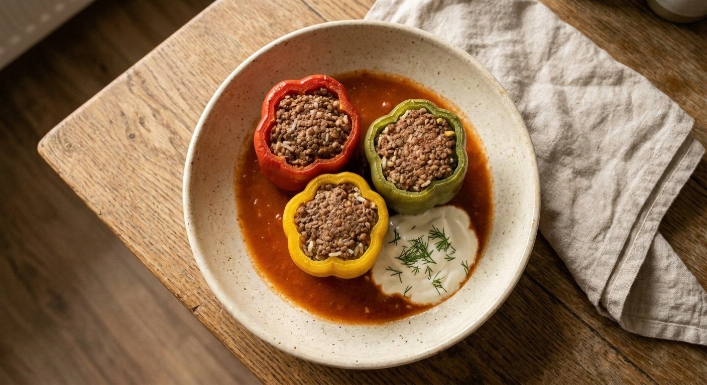 Перцы фаршированные, курица + свинина